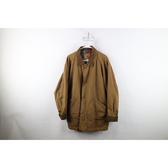 Vintage 90s American Eagle Outfitters Mens Large Flannel Lined Chore Barn Jacket - Picture 1 of 16